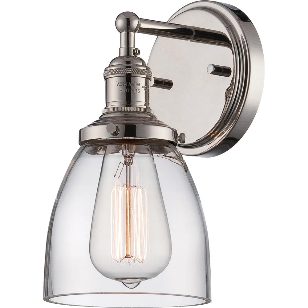 Nuvo Lighting 60/5414  Vintage - 1 Light Sconce with Clear Glass - Vintage Lamp Included in Polished Nickel Finish